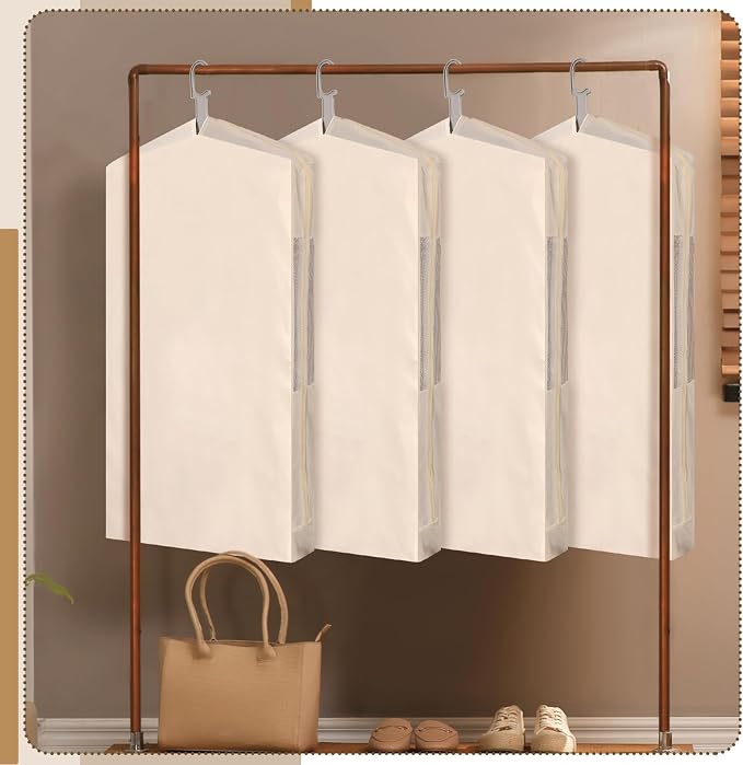 Aliceset 3 Pack Pure Cotton Garment Storage Bag for Hanging Clothes 24 x 40 Inch Breathable Garment Cover Canvas Suit Bags for Closet Storage Short Dresses Suits Gowns - Image 7