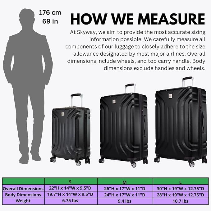 Skyway Nimbus 4.0 Expandable, Durable Hardside, 4 Wheel Spinner, Lightweight Suitcase, Unisex, Stylish, Black, Checked-Large 28-Inch - Image 7