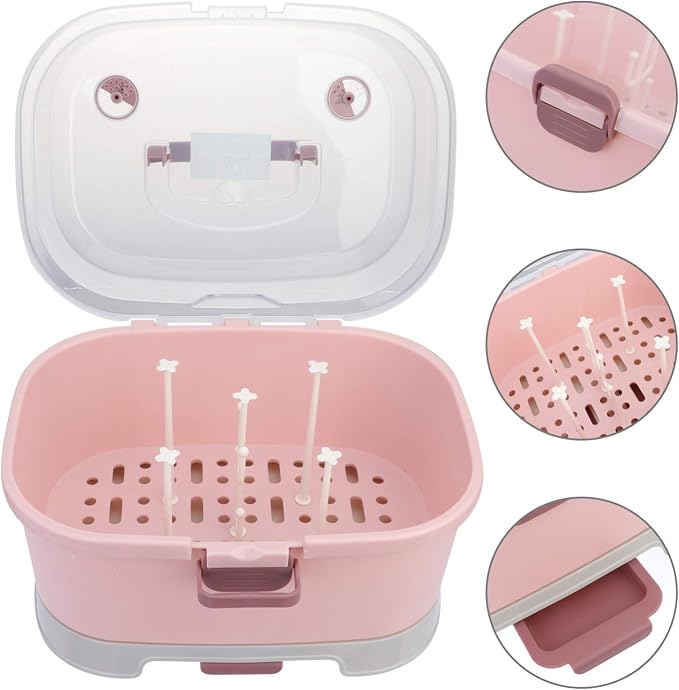 NUOBESTY Baby Bottle Storage Box with Cover Portable Milk Bottle Case and Drying Rack for Home and Travel 13.8 X 9.8 X 9.8 Inches Organizer for Baby Supplies - Image 7