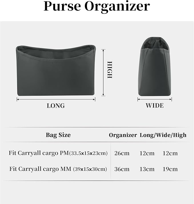Purse Organizer for LV CarryAll Cargo Vibe PM, Gris Meyer | Tailored Fit, Multiple Pockets, Lightweight Satin, Purse Essentials, Ideal for Travel, Shopping, and Daily Use - Image 7
