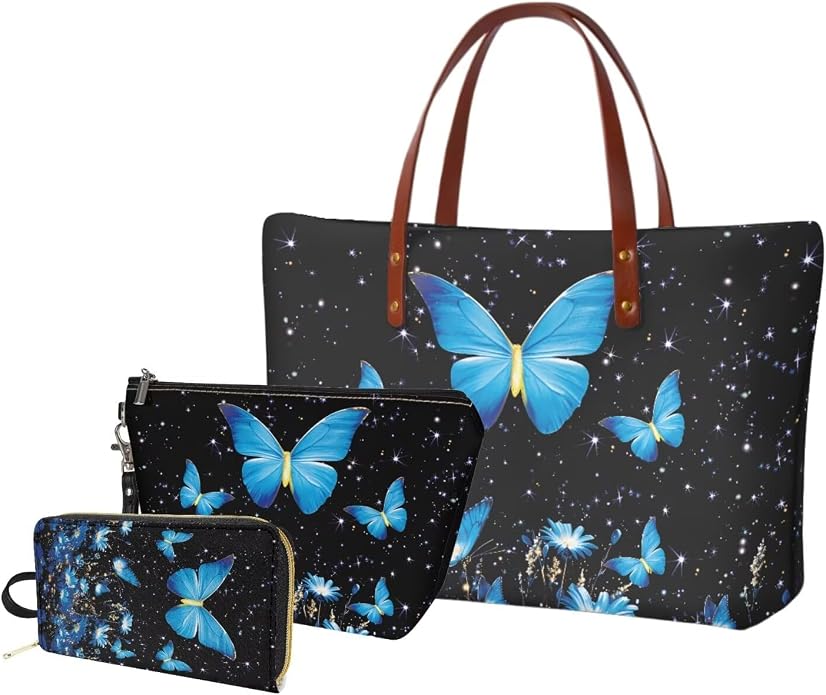GIFTPUZZ Women Tote Bag Women Wallet Portable Cosmetic Bag for Women Bag Set 3 Pack PU Leather Bags with Zipper - Image 8