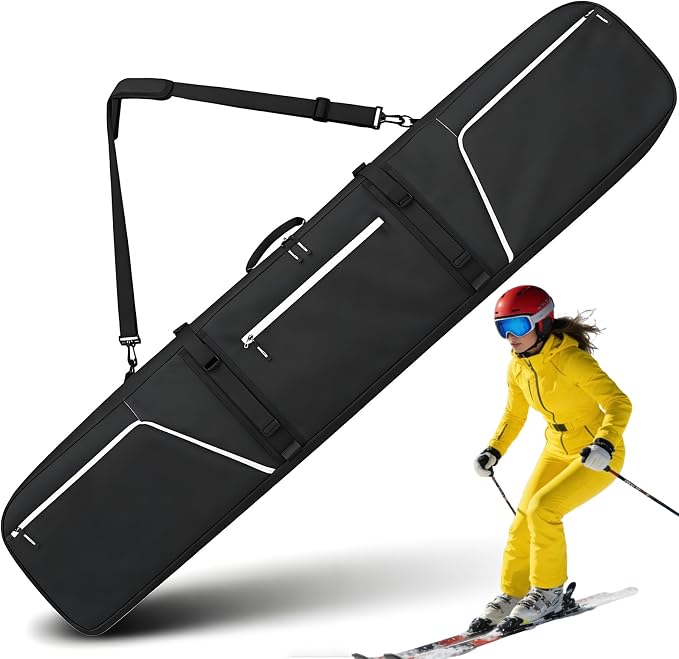 360° Padded Ski and Snowboard Travel Bag, Water-resistant Durable Storage Case for Air Travel and Road Trips by TVDARMO