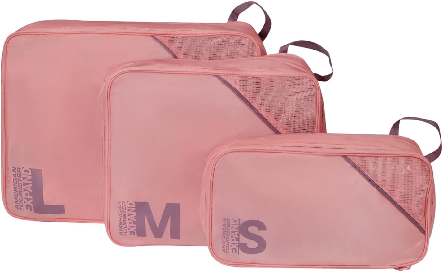 American Tourister Packing Cube Set of 3 - Suitcase Organiser for Holiday, Luggage Organiser for Suitcases, Hand Luggage and Backpack, Purple/Pink by AmericanTourister