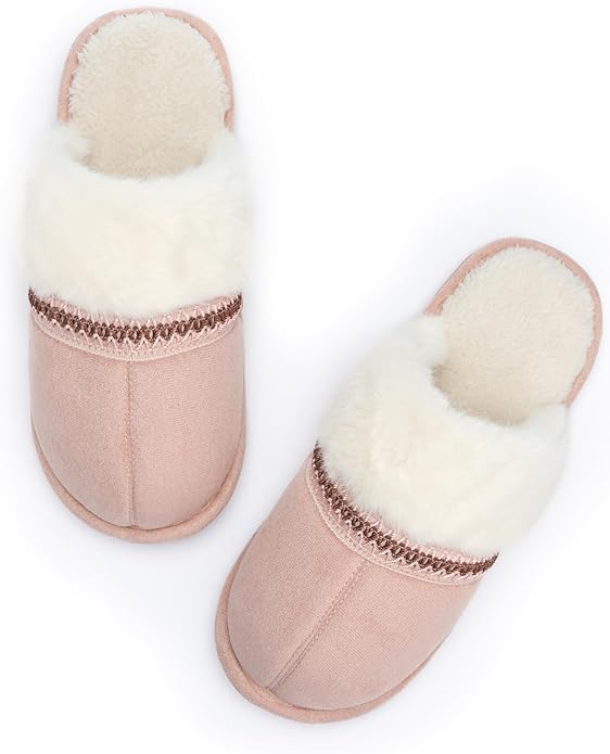 MAXTOP Womens Cozy Memory Foam Slippers Soft Warm Slip On Faux Fur House Slippers,Anti-Skid Rubber Sole,Creative Gifts for Women Mom Girlfriend