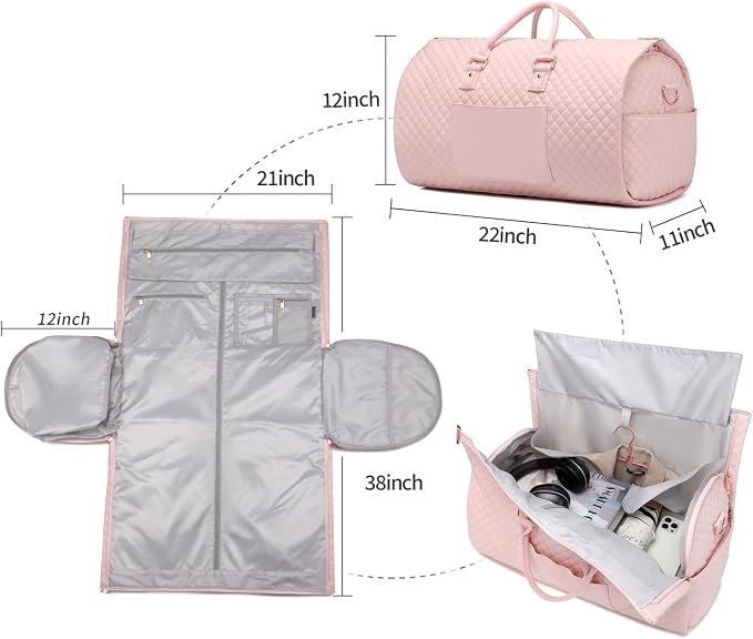 seyfocnia Convertible Carry on Garment Bag for Women, Garment Bags for Travel with Shoe Pouch 2 in 1 Hanging Suitcase Suit Bag for Women Travel Duffle Bag Garment Bag - Image 2