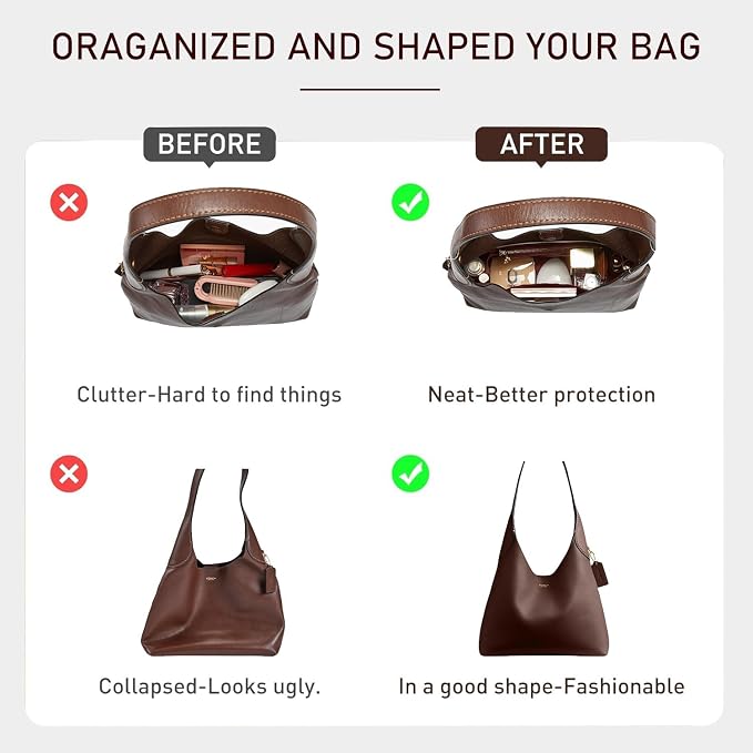 Dupont Paper Purse Organizer Insert, Coach Brooklyn 39 Bag Insert, Lightweight Water-Resistant Tote Bag Organizer Inner Shaper with 9 Pockets, Cup Holder & YKK Zipper - Image 5
