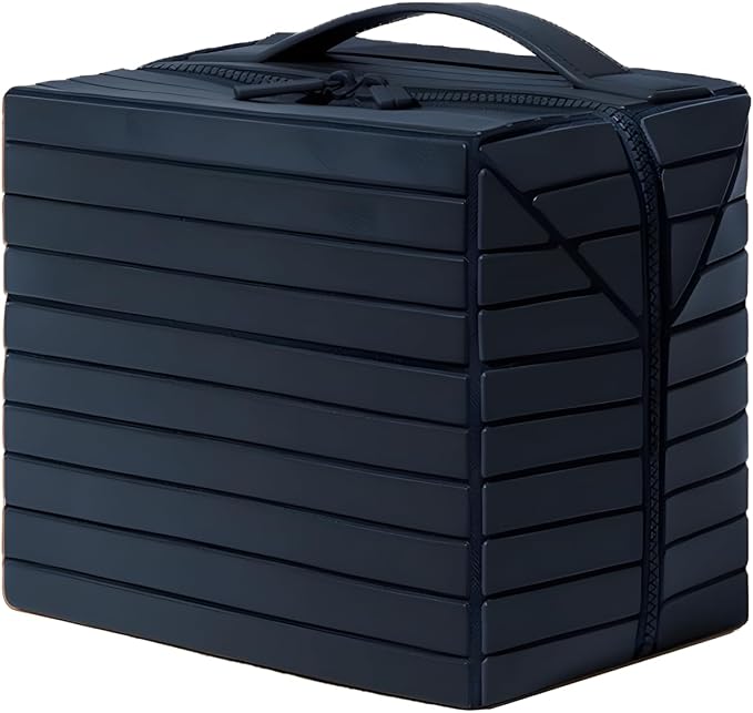 Fold-Down Traveler Makeup Organizer Accessories Bag for Women, Large Toiletry Bag with No-Spill Waterproof Compartments and Removable Dividers (navy blue) by Unknown
