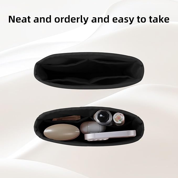 DGAZ Silk Purse Organizer Insert for Evelyne Bag(Black,TPM) | Soft and Lightweight,Perfect Fit,Multi-pocket Storage,Bag Protector,Luxury Bag Care,Handmade,for Smooth Bag Organizer - Image 5