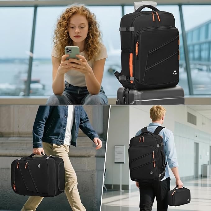 MATEIN Carryon Backpack for Airplane, Travel Backpack with Shoe Compartment | 40L, Airline Approved, Electronics Case, Large Capacity, Water Resistant, Fit 17" Laptop, Wet Pocket, Flight Essential, Black - Image 9