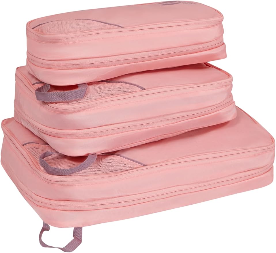 American Tourister Packing Cube Set of 3 - Suitcase Organiser for Holiday, Luggage Organiser for Suitcases, Hand Luggage and Backpack, Purple/Pink - Image 3