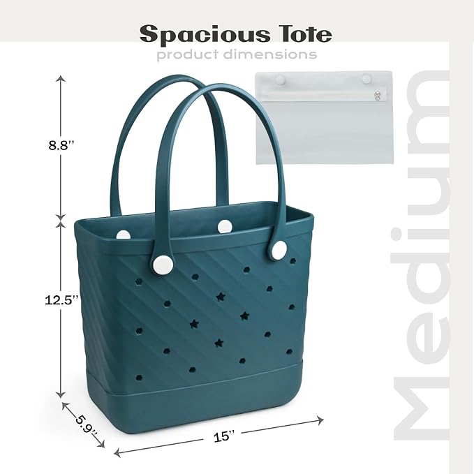 Rubber Tote Bag Extra Large & Medium, Waterproof Beach Bag for Women Men, Pool Travel Swim Silicone Tote - Image 3