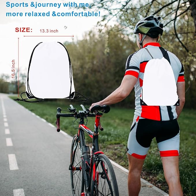 Drawstring Backpack Bulk 20 packs Draw String Backpack Bags DIY Gym Sports trip Traveling Yoga ride Pedestrianism Cinch Bag Sackpack Drawstring (white) - Image 5