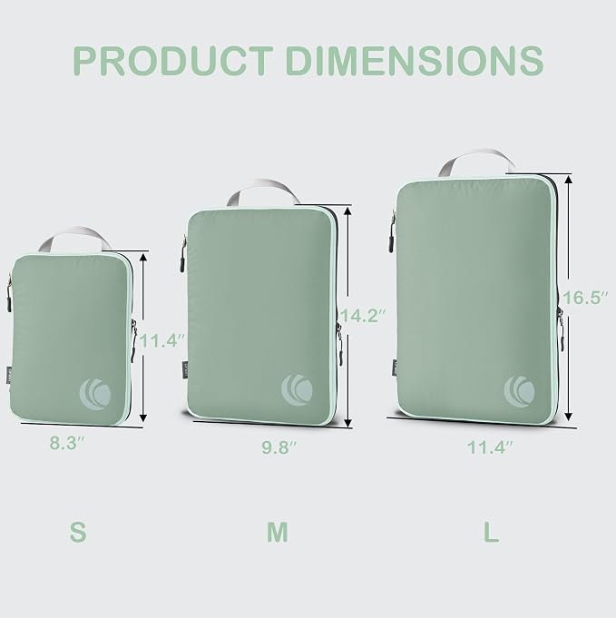 Cipway Compression Packing Cubes, Ultralight Luggage Organizer Bags, Travel Essentials for Carry on Suitcase (3 Piece,Sage Green) - Image 4