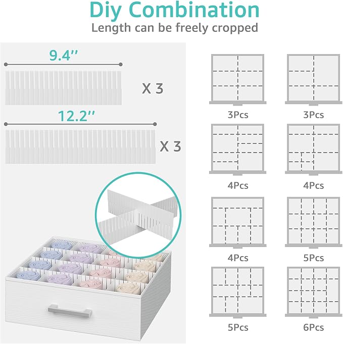 BOLUO Small Closet Organizer Drawers,Underwear and Bra Organizer with Divider for Socks,Fabric College Dorm Storage White - Image 4
