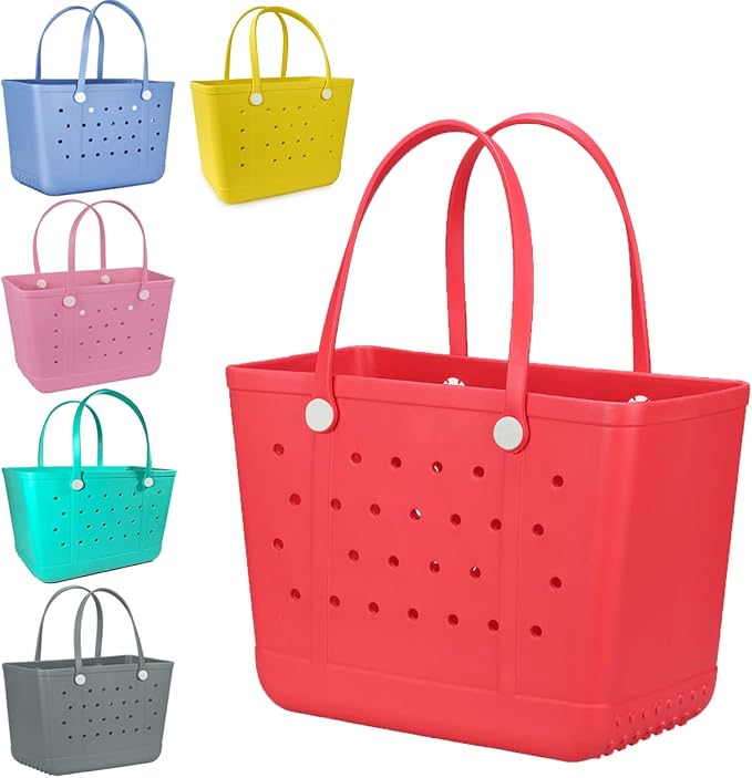 Beach Bag X Large Rubber Tote Bag, Waterproof Washable Open for Women Croc Bag Hand Bag for Beach Pool Yoga by UeKeKicg