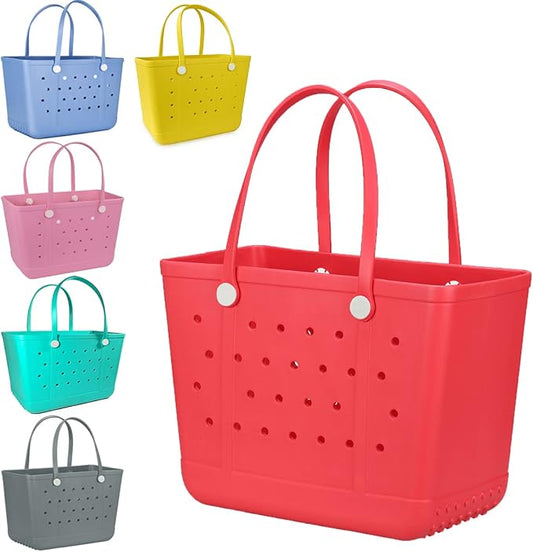 Beach Bag X Large Rubber Tote Bag, Waterproof Washable Open for Women Croc Bag Hand Bag for Beach Pool Yoga by UeKeKicg