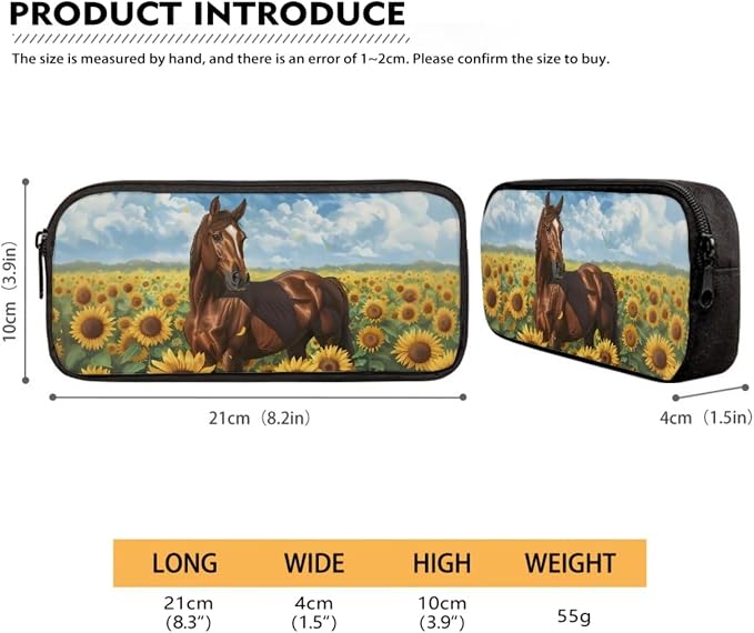 Fashion Backpack Set Sunflower Horse Print Large Capacity Schoolbag Lunch Box Pencil Case 17 Inch Travel Laptop Backpacks Lightweight Rucksack Casual Daypack for Camping - Image 5