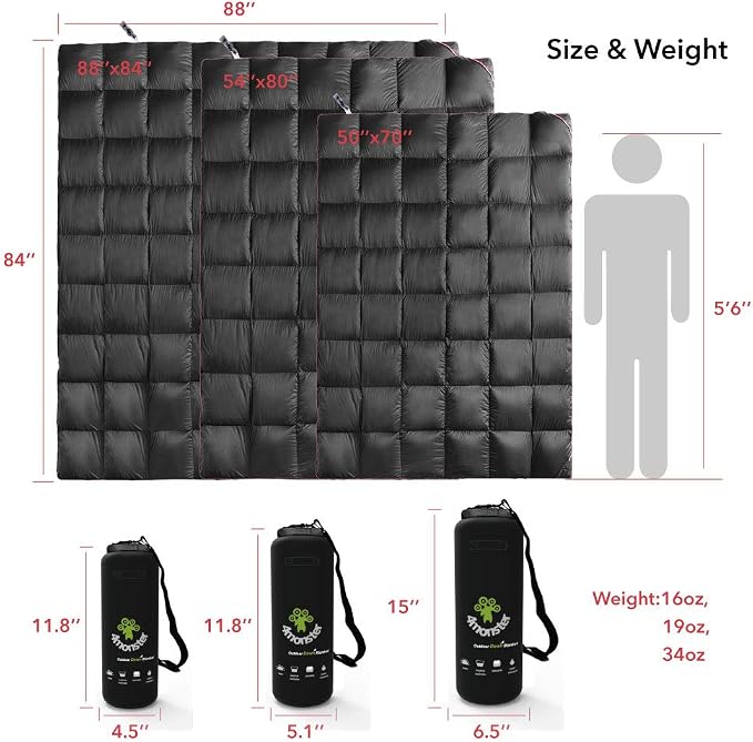 4Monster Down Camping Blanket, 650 Fill Power Ultralight Packable Puffy Blanket, Warm, Waterproof & Windproof Outdoor Quilt for Backpacking, Travel, Stadium, Beach - Image 6