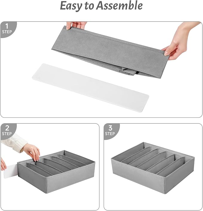 4 Packs T-shirt Drawer Organizers for Clothing,6 Grids Compartment Wardrobe Storage Box, Washable Clothes Organizer for Folded Clothes, T-shirt, Legging-15.75 * 11.81 * 3.93 in - Image 5