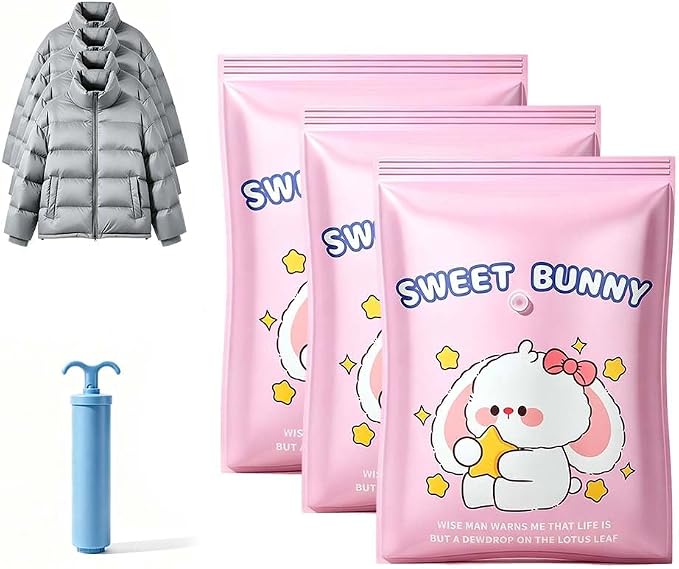 Vacuum Storage Bags with Pump, Thick Space Saver for Blanket & Comforters (Large 3pcs + Vacuum Hand Pump) by VLZLQ