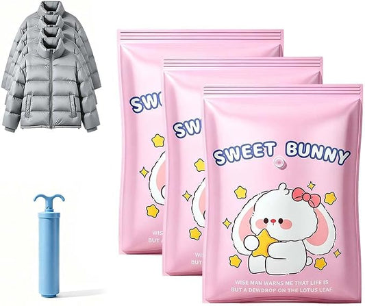 Vacuum Storage Bags with Pump, Thick Space Saver for Blanket & Comforters (Large 3pcs + Vacuum Hand Pump) by VLZLQ