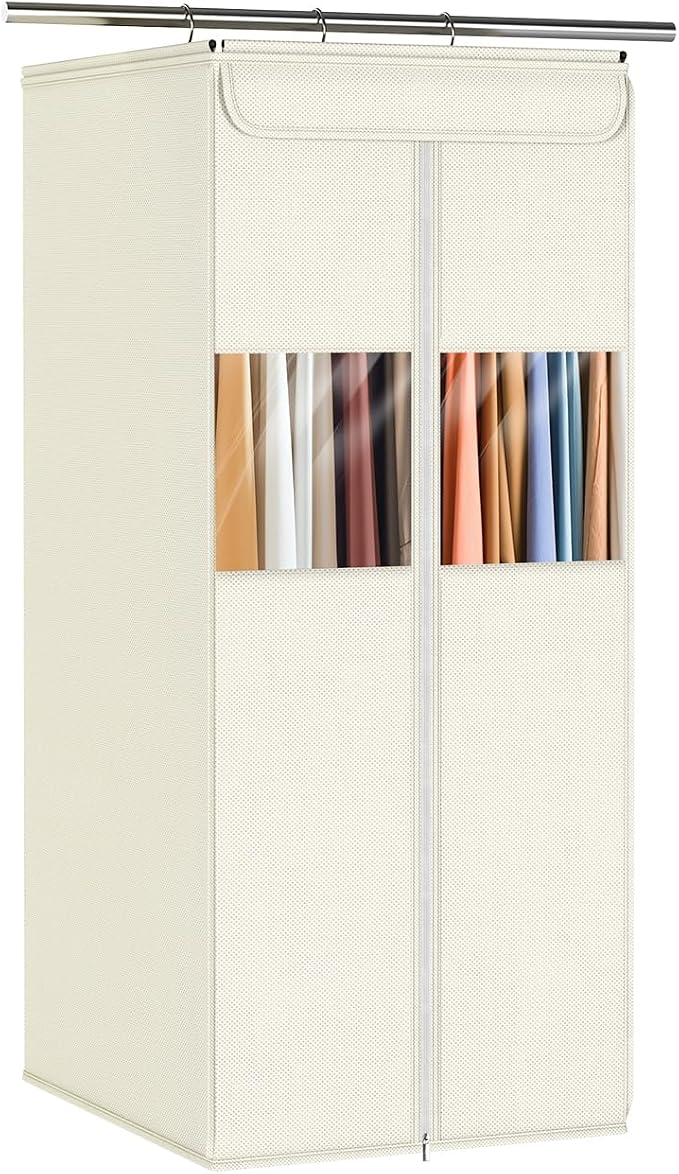 Zilink Garment Storage Bags for Hanging Clothes 40" Suit Garment Bag with Clear Window Space Saving Hanging Garment Bags for Suits, Shirts, Short Skirts, Beige by Zilink
