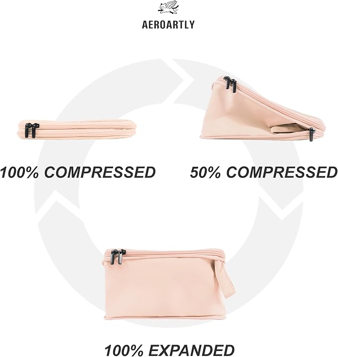 Compression Packing Cubes for Travel, Carry On Suitcase Organizer, Travel Essentials for Women and Men, Travel Bags for AEROARTLY Luggage, Holiday & Birthday Gifts Bags (4pc Set, Pink) - Image 4