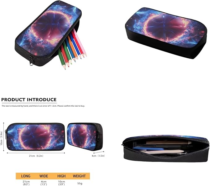 Fire Basketball Backpack for School Boys Backpack with Lunch Box Water Bottle Bag and Large Pencil Pouch 4PCS Set Bookbag with Front Pocket 17" Lightweight School Bag with Side Pocket for Kids - Image 5