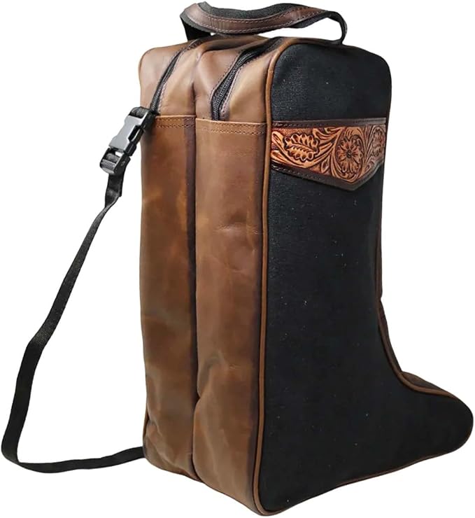 CHALLENGER Western Waxed Canvas Leather Travel Carry Storage Boot Bag Waterproof 30SK02 - Image 6