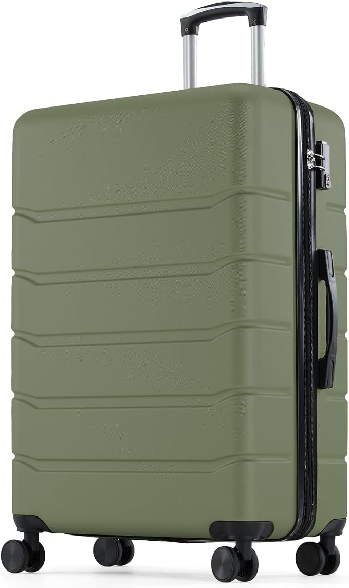 OLIXIS 28 Inch Luggage, Hardside Checked Suitcase with Spinner Wheels, Lightweight ABS Hard Shell Travel Luggage, TSA Approved Lock, Expandable Large Suitcase for Business & Travel–Olive Green by OLIXIS