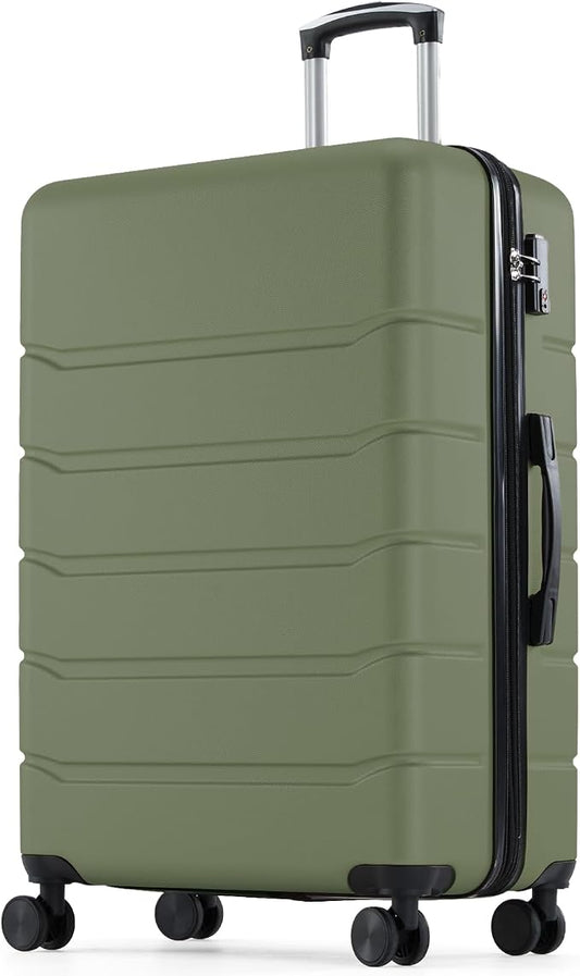 OLIXIS 28 Inch Luggage, Hardside Checked Suitcase with Spinner Wheels, Lightweight ABS Hard Shell Travel Luggage, TSA Approved Lock, Expandable Large Suitcase for Business & Travel–Olive Green by OLIXIS