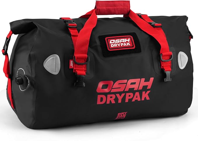 OSAH DRYPAK Waterproof Duffel Bag - Motorcycle Dry Bag Tail Bag with Large Storage Space, Waterproof Luggage Duffle Bags with Outer Mesh Zipper Pocket for Camping, Kayaking, Fishing & Traveling by OSAHDRYPAK