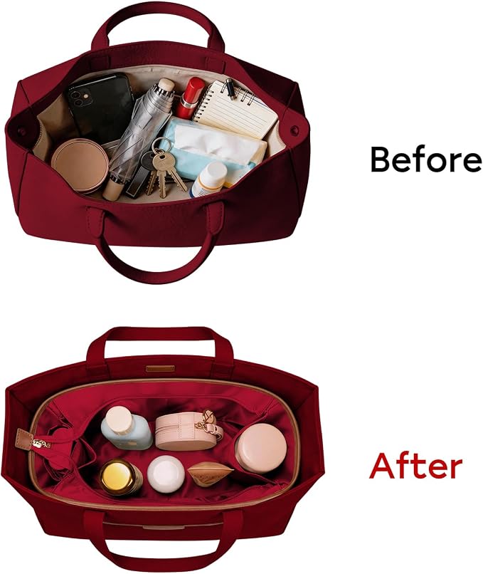 GIVLEFLY Purse Organizer Insert for Tote Bag, 9.84 Inch Satin Bag Organizer with Zipper Top, Multi Pocket Handbag Organizer - Image 7