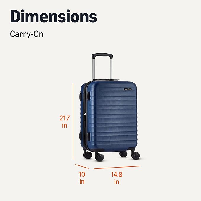 Amazon Basics 21" Hardside Carry-On Luggage with Multi-directional Wheels, Expandable for Up to 25% More Space, Scratch-Resistant Surface, Organized Interior, Navy Blue - Image 6