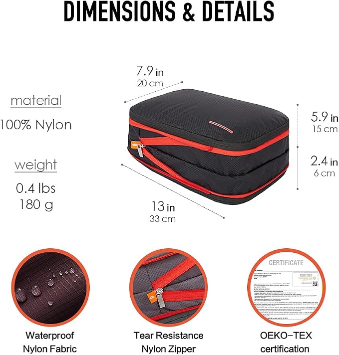 Bee Nesting BeeNesting Waterproof Compression Packing Cubes sets,Large Travel Packing organizers for Carry on Luggage,2 Sides Expandable Storage Bags - Image 5