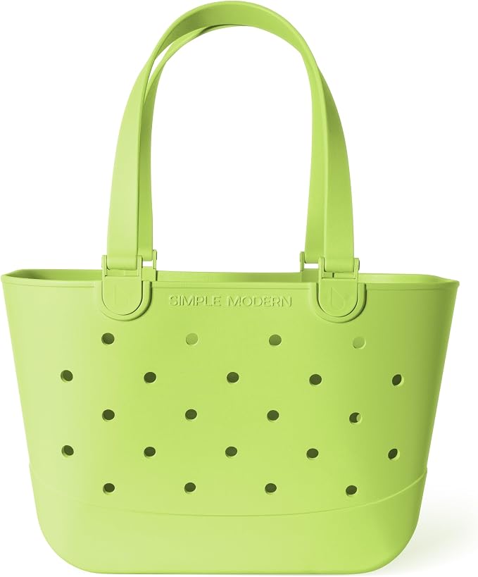 Simple Modern Large Beach Bag | Waterproof Getaway Rubber Tote with Zipper Pocket for Travel, Pool, Boat, Groceries, Sports | Lime Juice by Unknown
