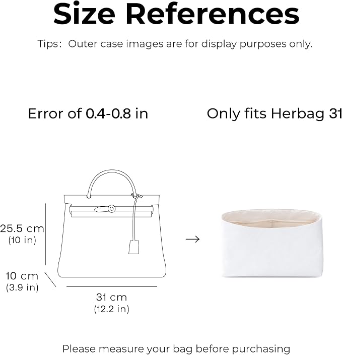 Bag Organizer Insert for HERMES Herbag 31 Handbag,Custom Fit Inside Premium Craie Lightweight WaterResistant Purse Insert with Cup Holder Accessories - Image 2