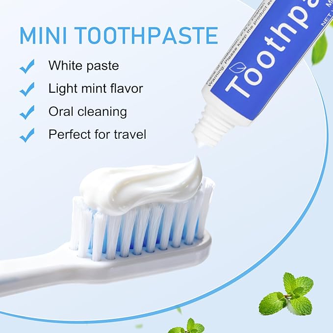 0.28 oz Small Travel Size Toothpast Bulk - Pack of 50,Disposable Mint Flavor 0.8x3.14 inches Single Use Mini Toothpaste for Hotel,Camping,Homeless,Charity,Guests,Office,Vacation