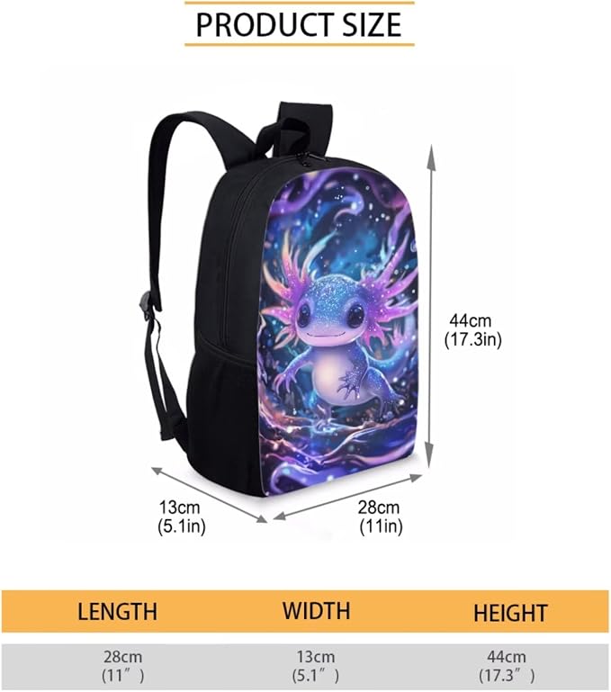 Galaxy Axolotl Backpack with Lunch Box Kids Girls 6-8/8-9 Ocean Elementary School Bookbag 17in Preschool Book Bags 4 in 1 Student Back Pack and Lunch Bag Pencil Case Water Bottle Holder Set - Image 4
