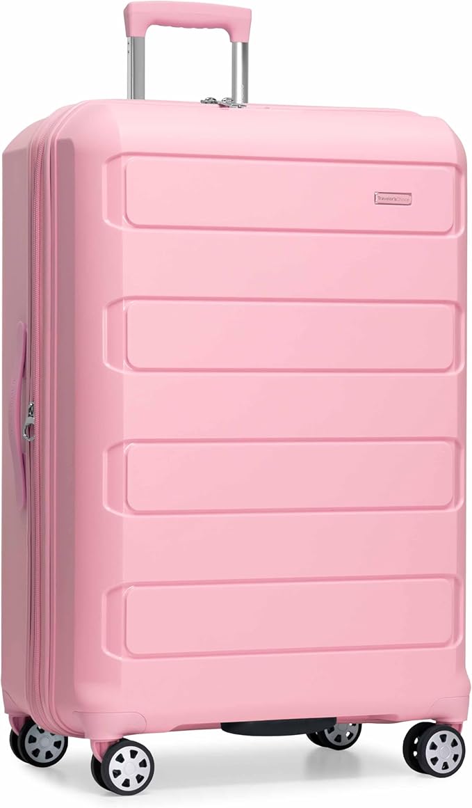 Traveler's Choice Pagosa Hardshell Expandable Luggage with Spinner Wheels, Pink, 30-Inch Large by TravelersChoice
