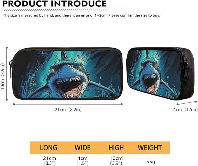Shark Sea Blue School Bag Set with Reusable Lunch Bag and Pen Bag, Portable Backpack Set for Primary School Students, Large Capacity School Bookbag for Kids - Image 5