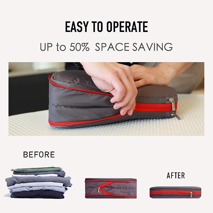 Bee Nesting BeeNesting Waterproof Compression Packing Cubes sets,Large Travel Packing organizers for Carry on Luggage,2 Sides Expandable Storage Bags - Image 2