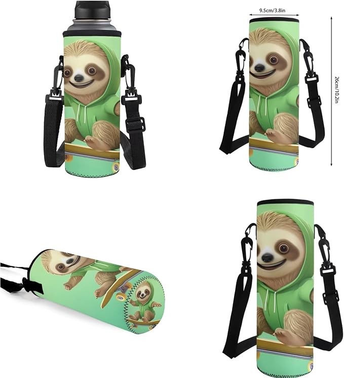 Skateboard Sloth Backpack for Boys Girls Backpack with Lunch Box Water Bottle Holder and Soft Pencil Case 4PCS Set Bookbag with Compartments for School 17 inch Sturdy School Bag for Kids - Image 7