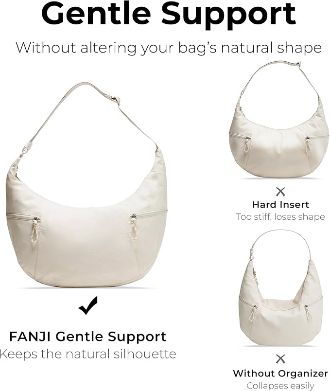 Purse Organizer Insert Compatible with Lululemon Slouchy 13L | Handcrafted DuPont™ Tyvek®, Precision 1:1 Custom Fit, Craie w/ Zipper, Lightweight, Keep Bag Clean & Protected for Commute - Image 7