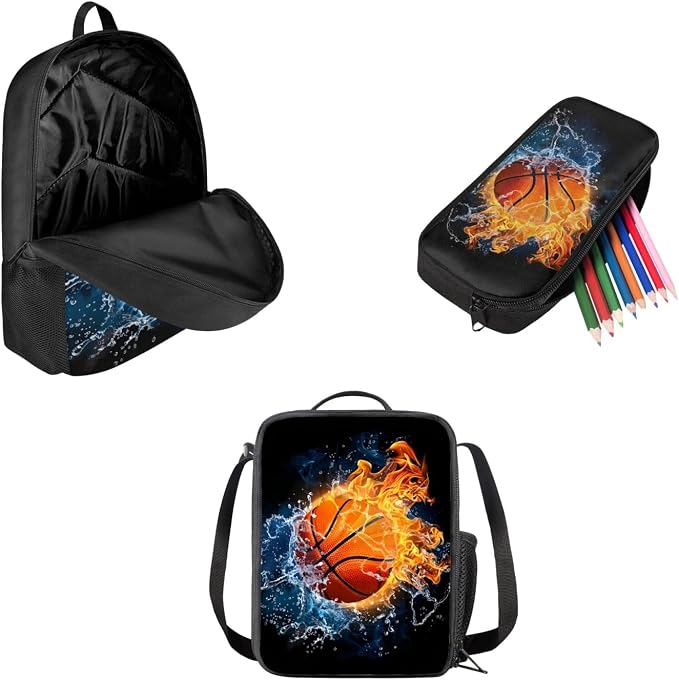 AFPANQZ Kids Backpack 3 Pieces Set Large Capacity School Bags with Heat Insulated Lunch Bags Small Pencil Bags 3 Pack - Image 3