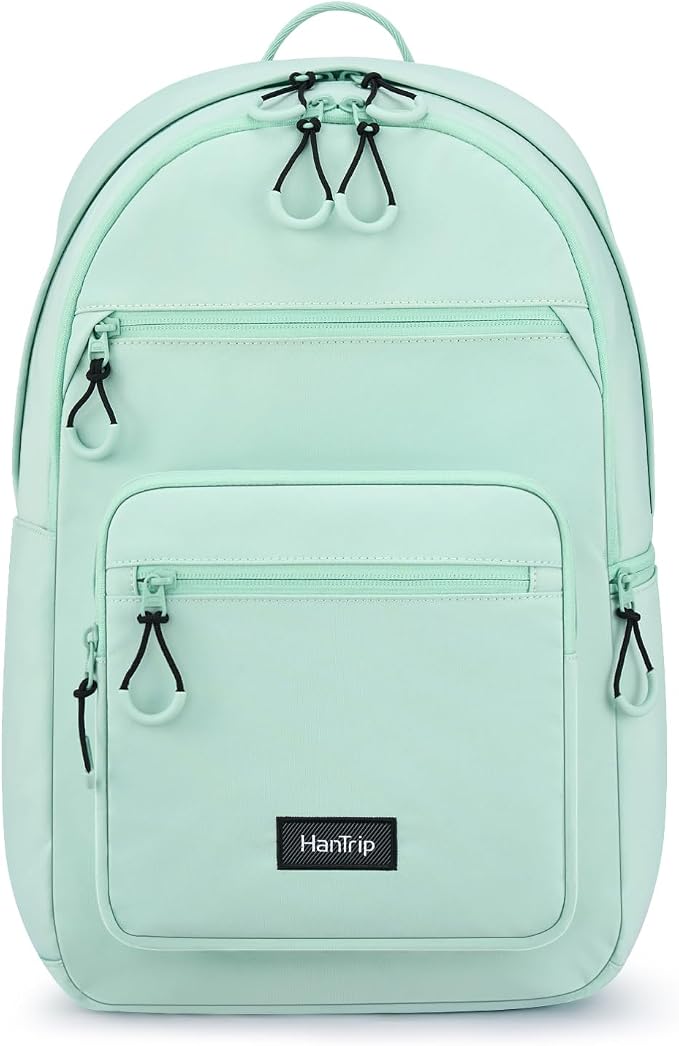 HanTrip Carry On Travel Backpack For Women, 18 Inch Water Resistant Large Backpack Lightweight Bookbag For Men, 8x14x18 Personal Item Bag Casual Daypack Backpacks For Work Office Commuter (Cyan) by HanTrip