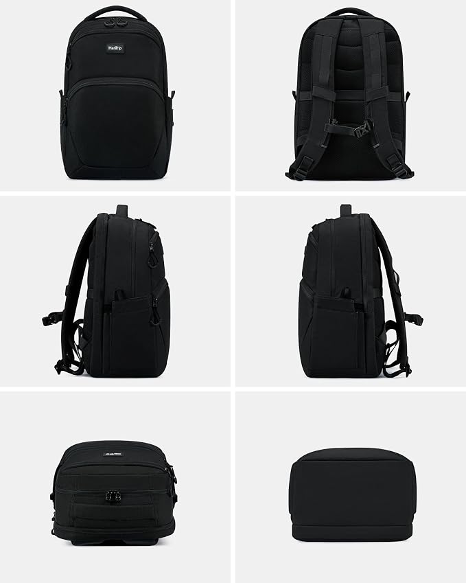 HanTrip Carry On Travel Backpack for Women Men, 30L Medium Work Backpack for Commuter College Water Resistant Bookbags, Black - Image 8
