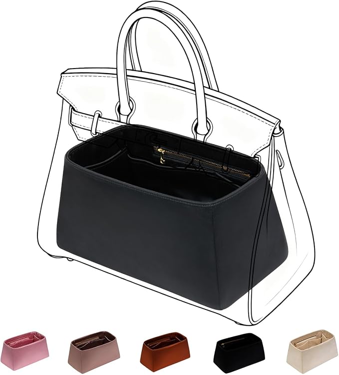 ZTUJO Silky Purse Organizer For Birkin, Luxury Purse Organizer Insert (Black, BK25) by ZTUJO