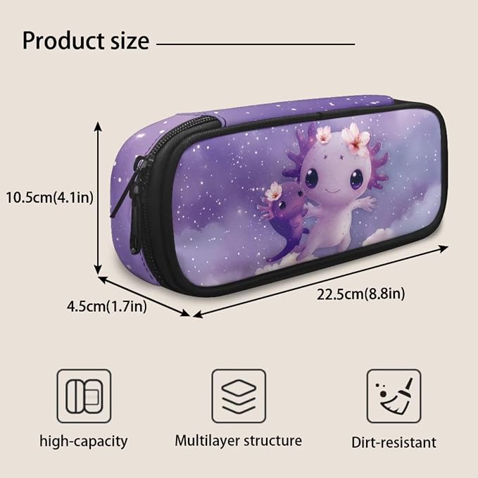 Axolotl Girls Backpacks for Elementary School Cute Bookbag for Kids 3 Pcs School Bag Set with Lunch Box and Pencil Bag Aesthetic School Supplies - Image 7