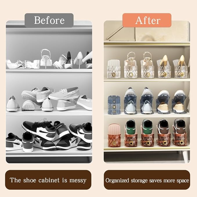 Shoe Slots Organizer, Adjustable 10 Pack Shoe Stacker for Closet Storage, Clear Double Layer Space Saver, Durable and Stackable Shoe Holder for Sneakers Heels and Flat - Image 3